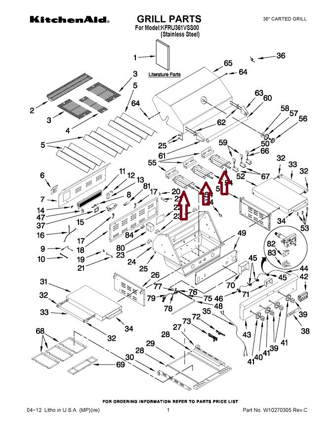 WPW10128775 Kitchenaid Grill Burner