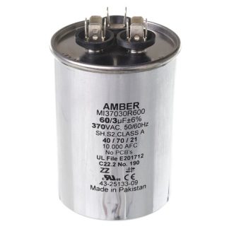 43-25133-09 Dual Round Capacitor - 60/3 uF, 370 VAC