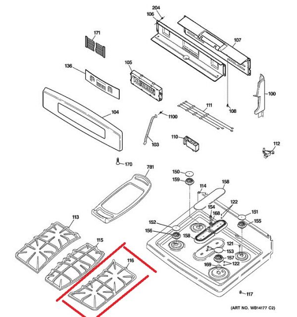 WB31K10211 GE Grate Cast Dd Rt