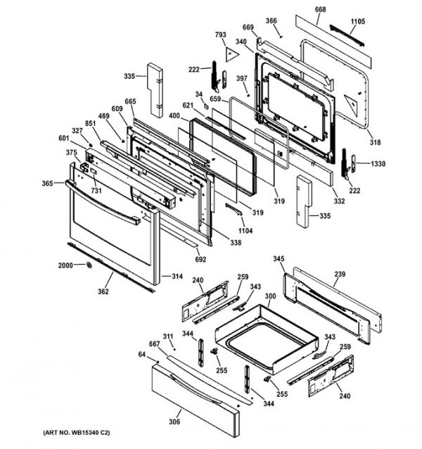 WB57K10174 GE Oven Door Crystal Window