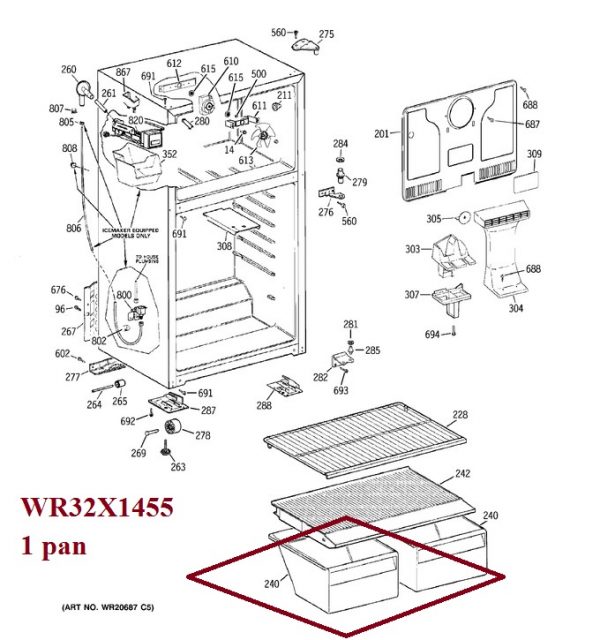 WR32X1455 General Electric Pan Veg Twin Low