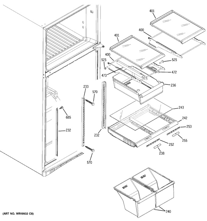 WR32X10539 GE Cover refrigerator vegetable pan - GE Appliance Parts