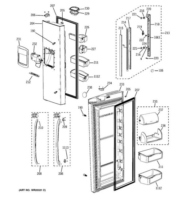 WR38X10424 General Electric Dispenser Trim GE Appliance Parts