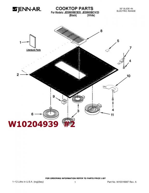 W10204939 Black Jenn Air Cooktop