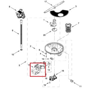 Whirlpool W11612327 Dishwasher Circulation Pump